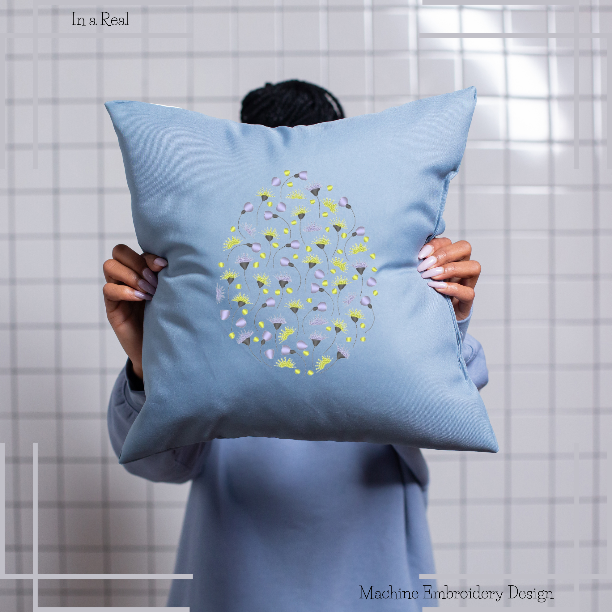 A colorful Easter egg adorned with intricate floral patterns displayed on a pillow