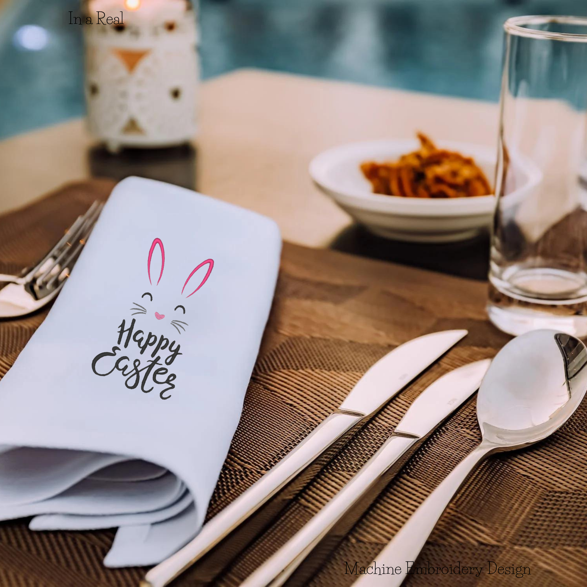 Happy Easter with a Rabbit - Photo Stitches