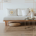 Zodiac Wheel Machine Embroidery Design, displaying a mesmerizing circular arrangement of zodiac symbols, presented on a decorative pillow