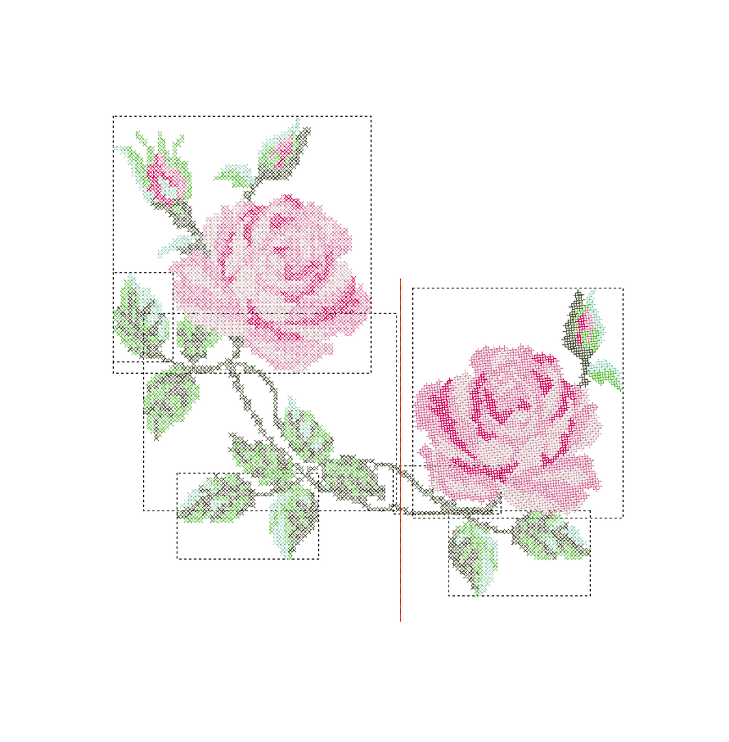 Cross Stitch Roses Neckline Machine Embroidery Design