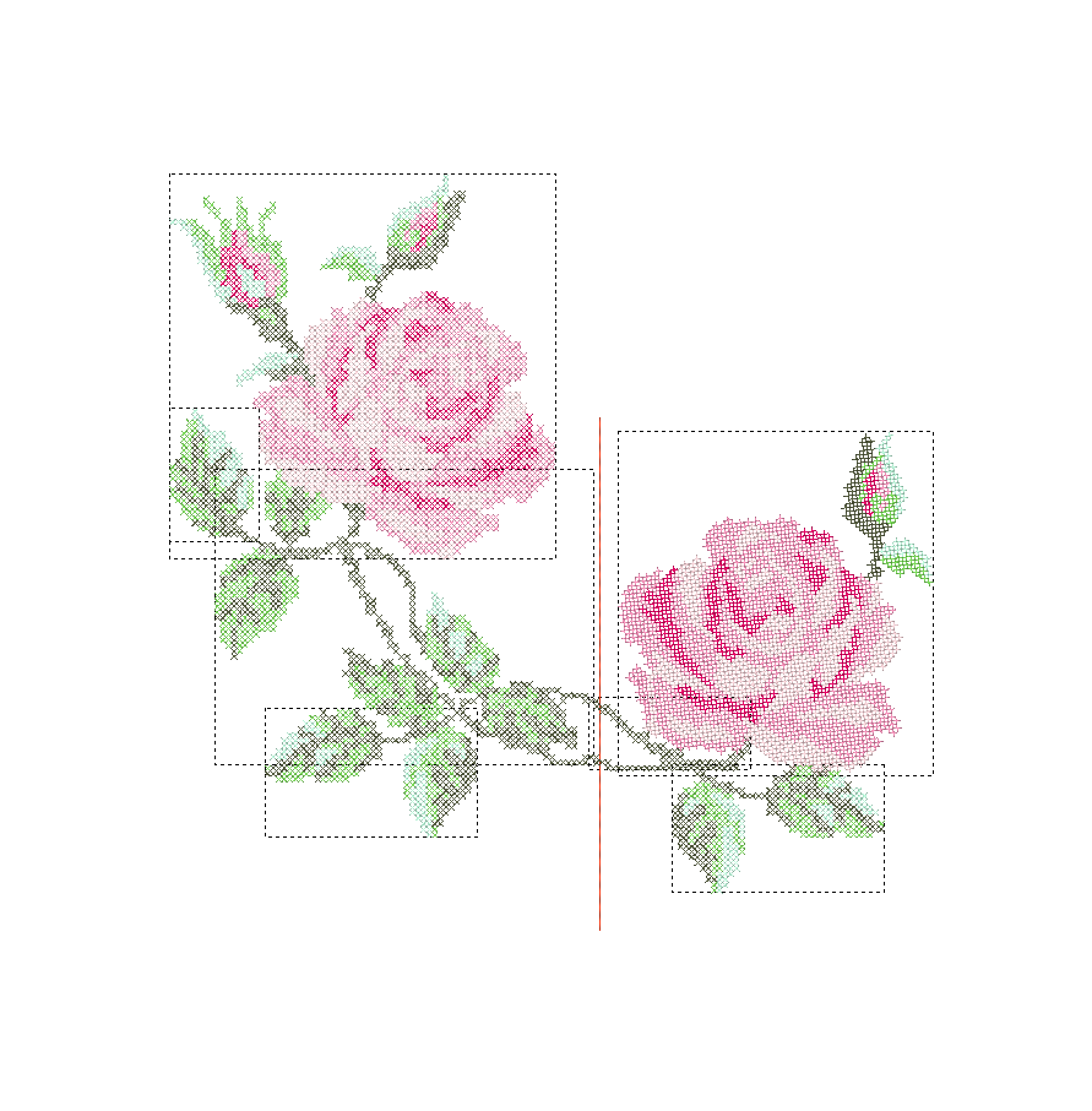 Cross Stitch Roses Neckline Machine Embroidery Design