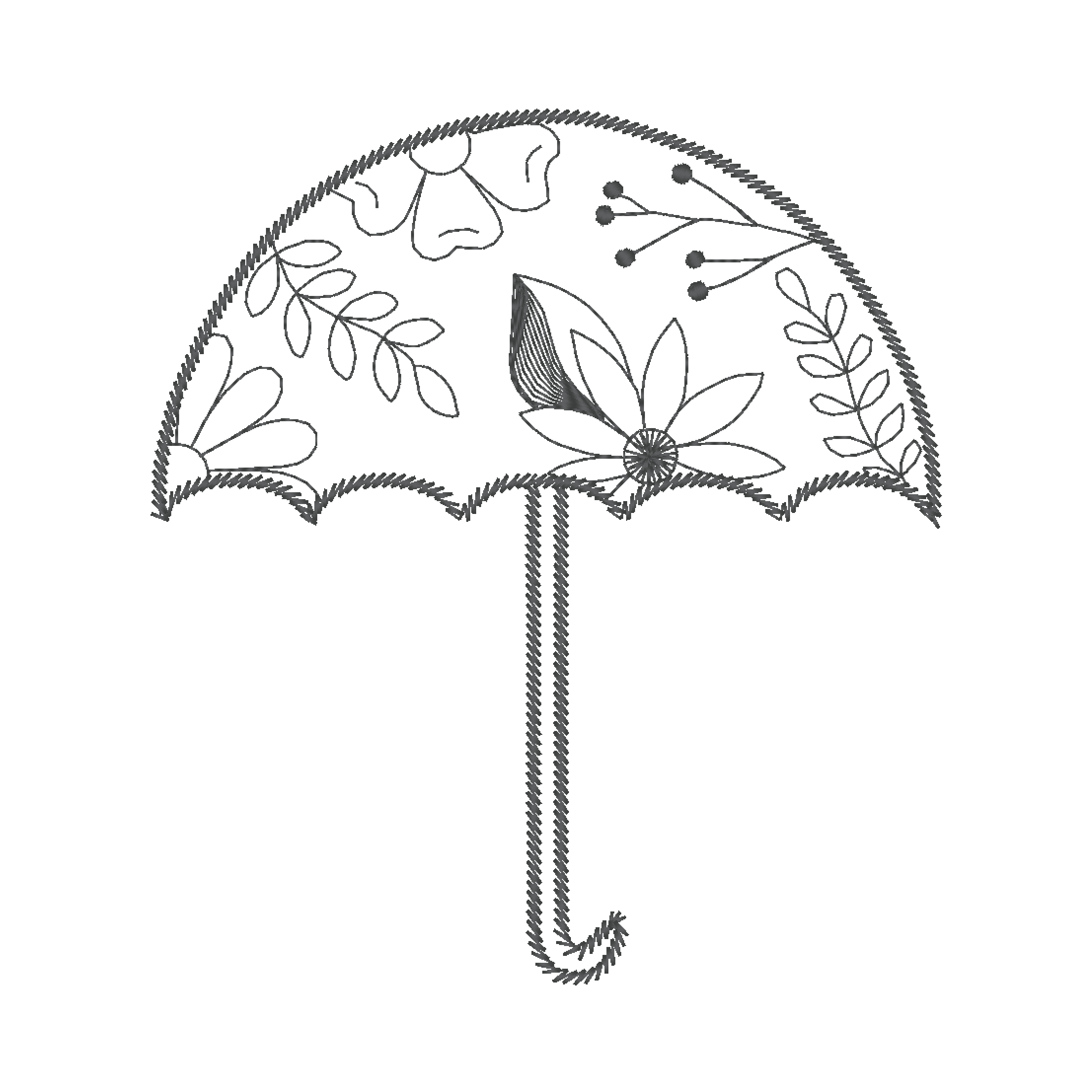 Machine embroidery design featuring a charming floral pattern on an umbrella