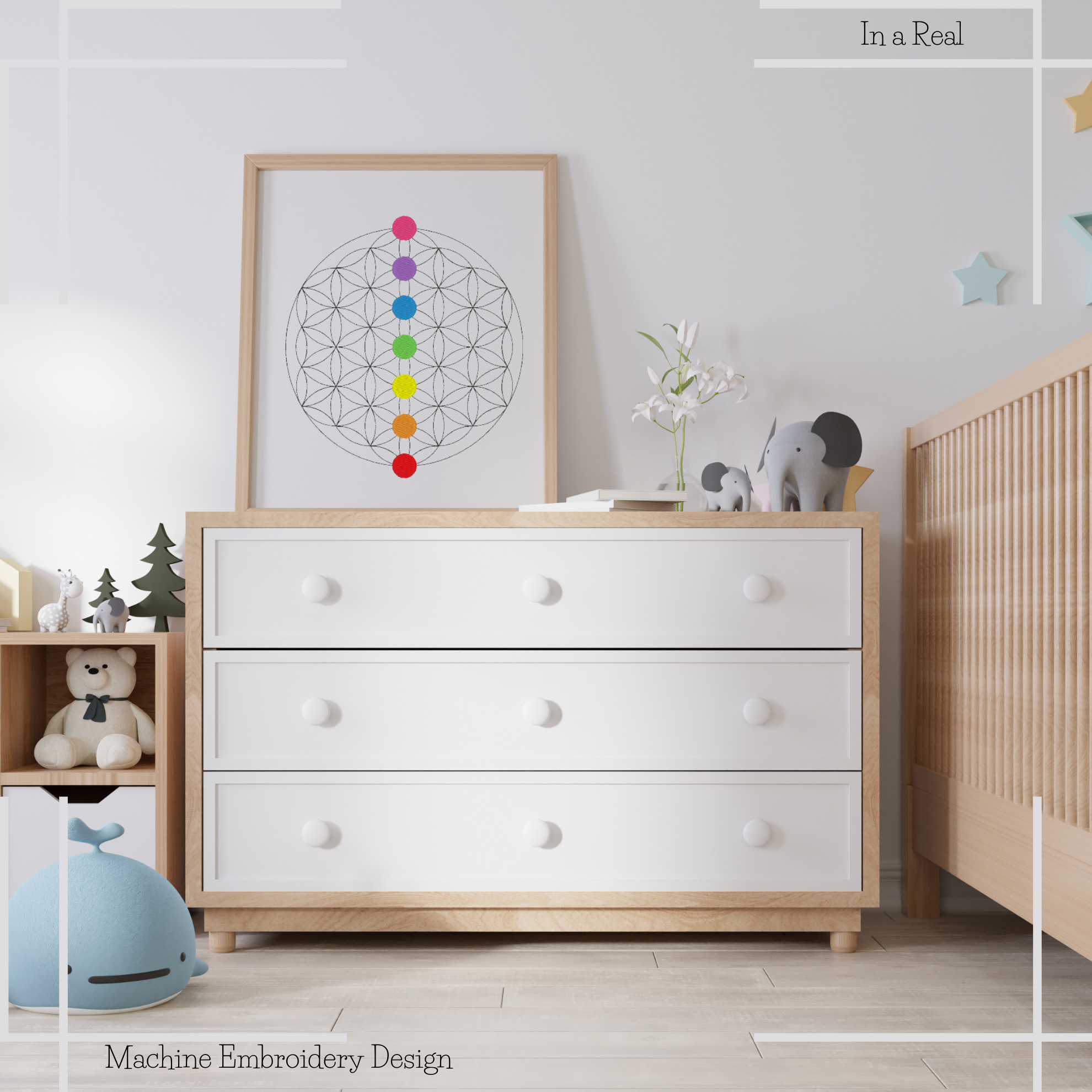 Embroidery design of the Flower of Life, perfect for adding geometric elegance and symbolism to your creative projects