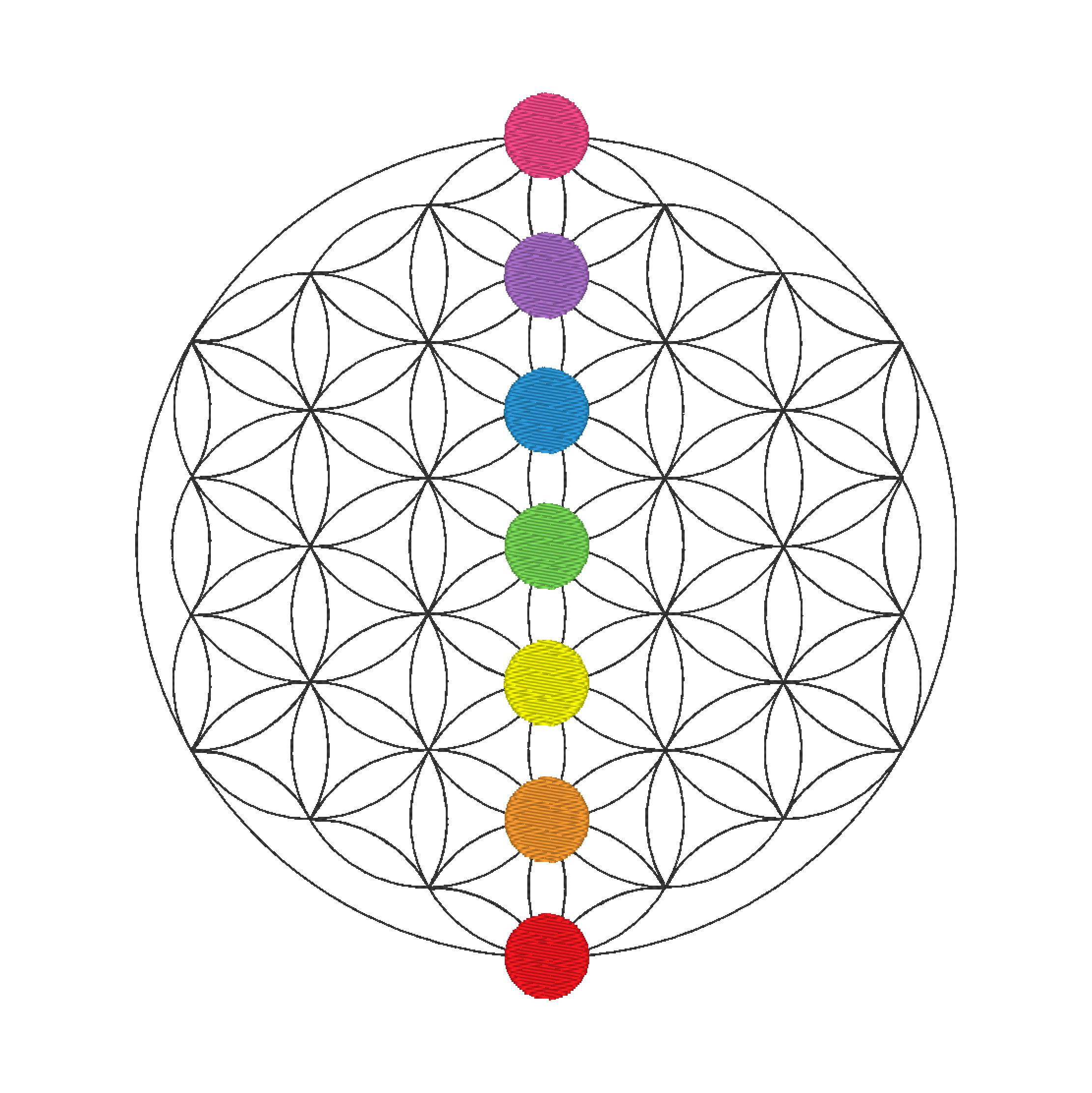 Embroidery design featuring the Flower of Life, perfect for creating intricate and spiritual patterns in your designs