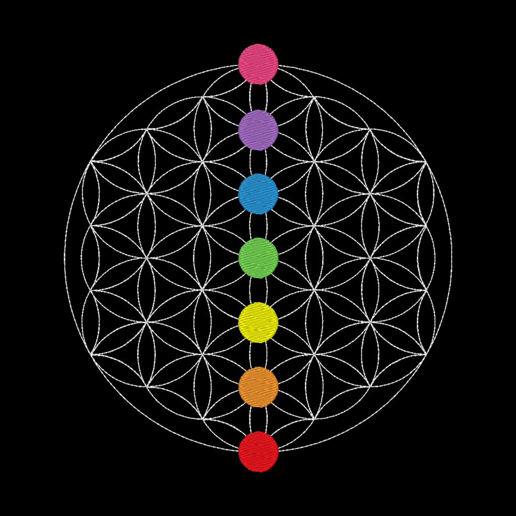 Detailed Flower of Life embroidery design, ideal for adding a touch of geometric beauty and symbolism to your projects.