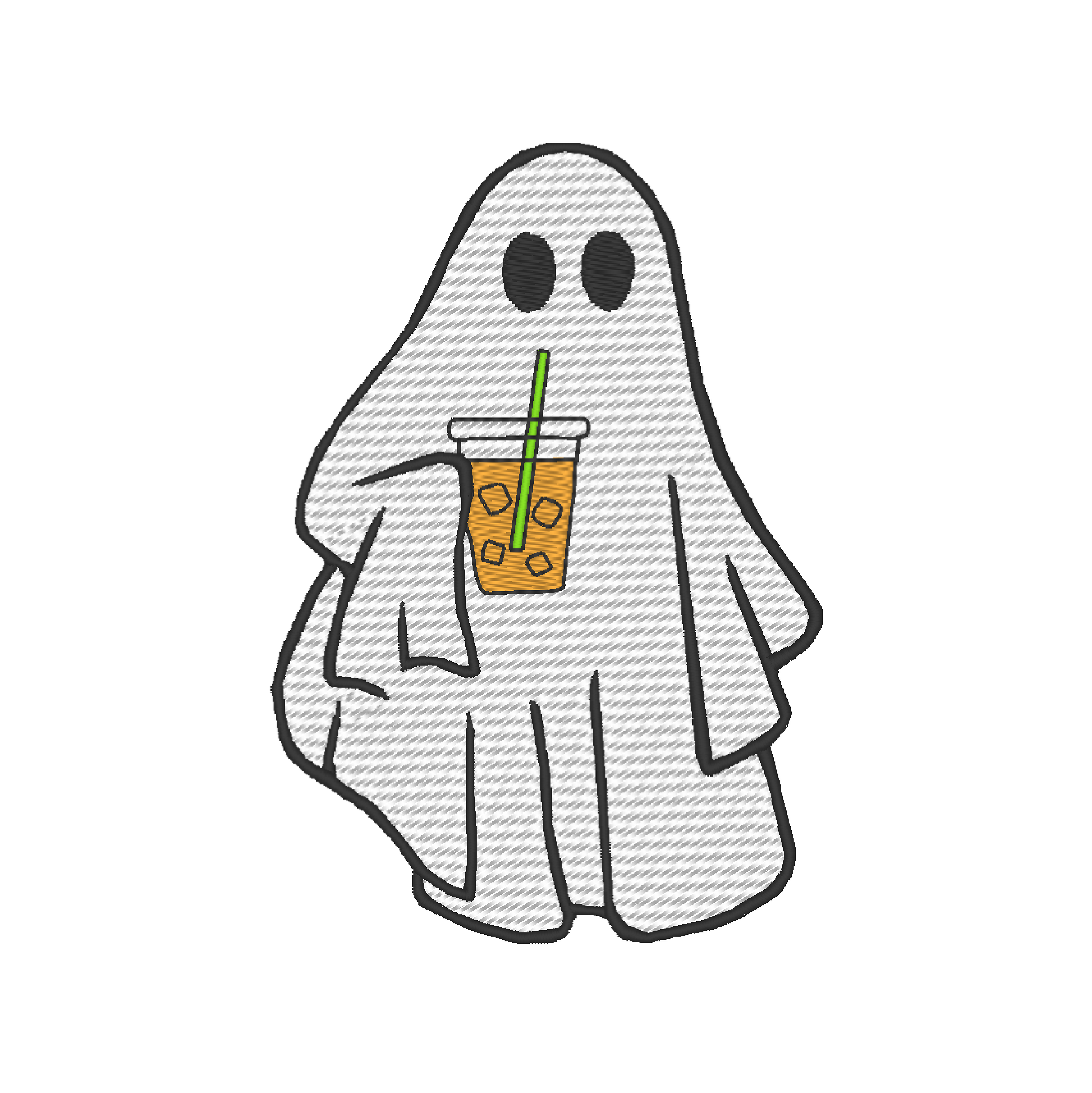 Ghost with Ice Coffee Machine Embroidery Designs