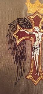 Christian Cross Wings Crown machine embroidery design