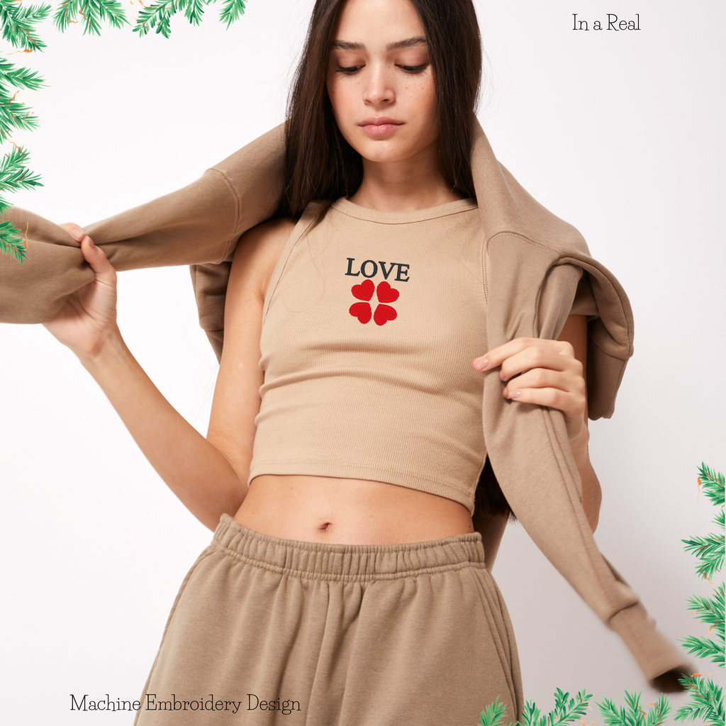 "Love with Hearts" embroidery design, perfect for adding a sweet and heartfelt touch to your creations.