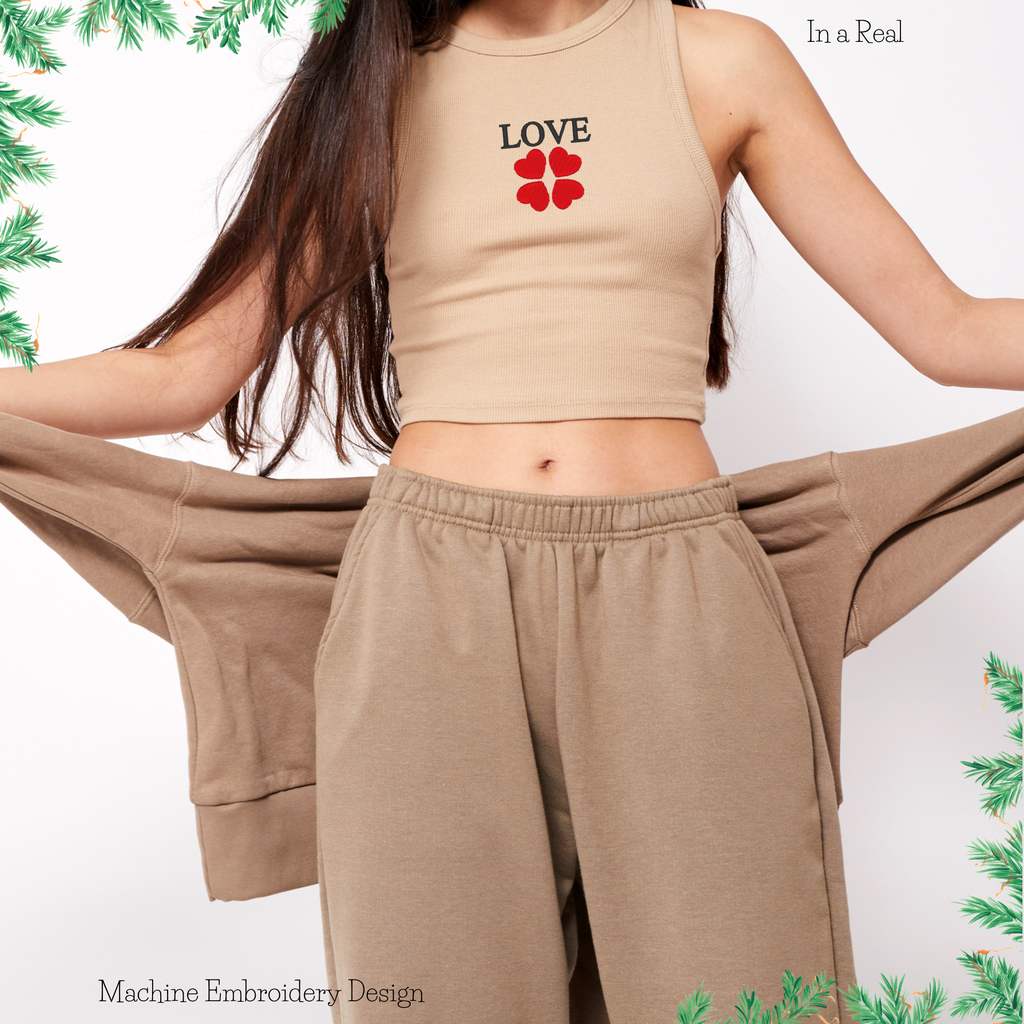 Embroidery design of "Love with Hearts," ideal for romantic and personalized embroidery projects.