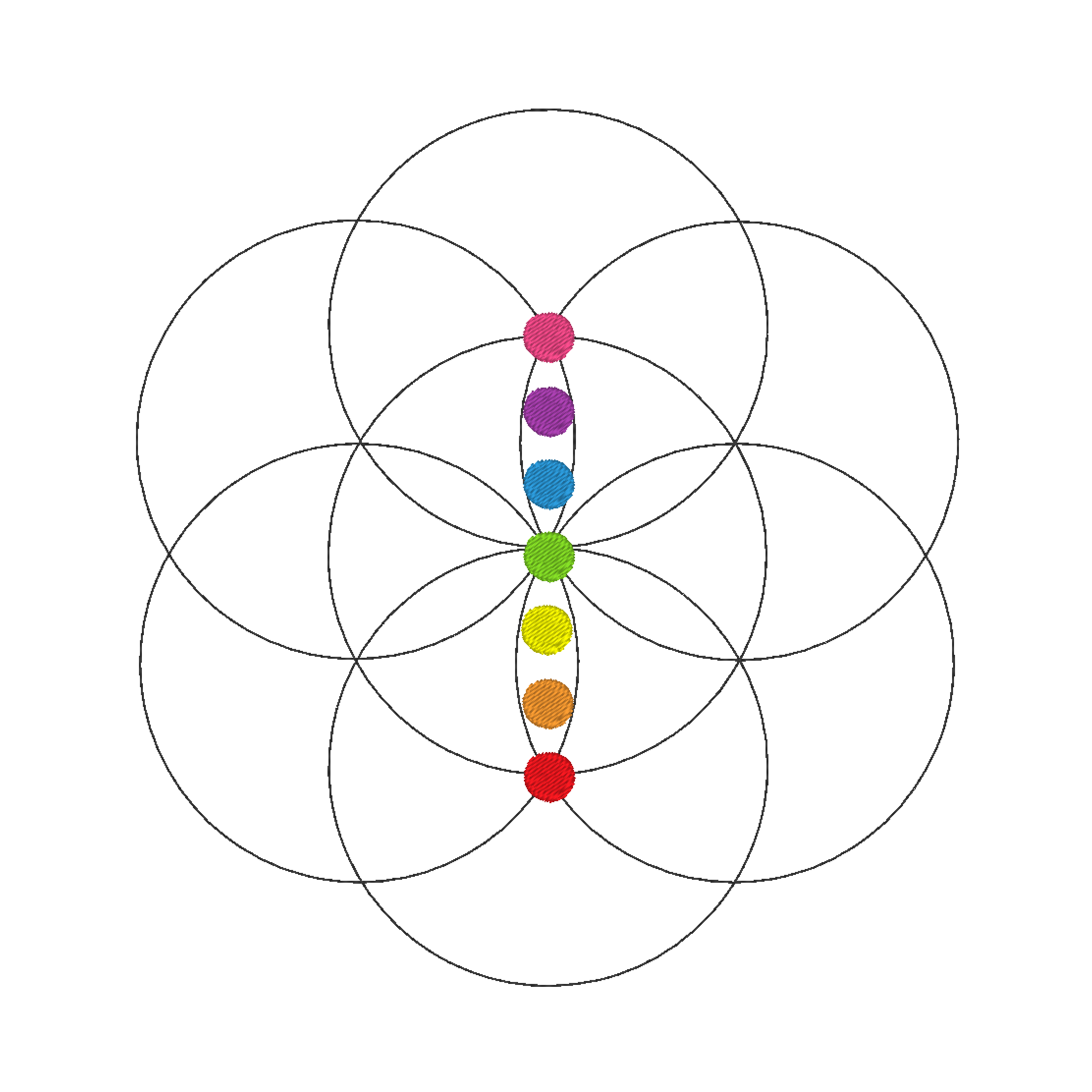 Seed of Life embroidery design, ideal for adding depth and symbolism to geometric-themed projects.