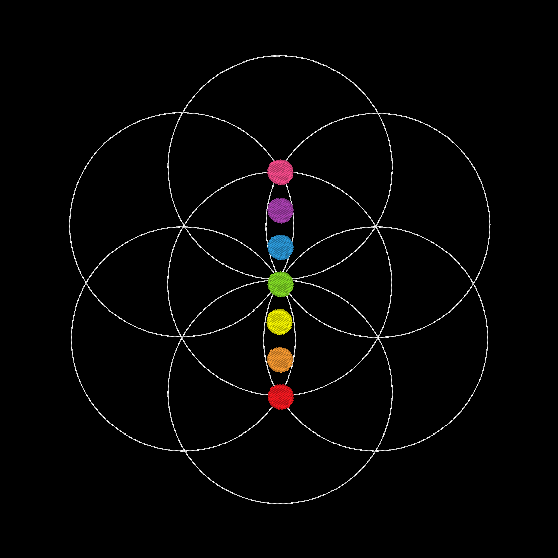 Detailed Seed of Life embroidery design, perfect for incorporating harmony and balance into your creative work.