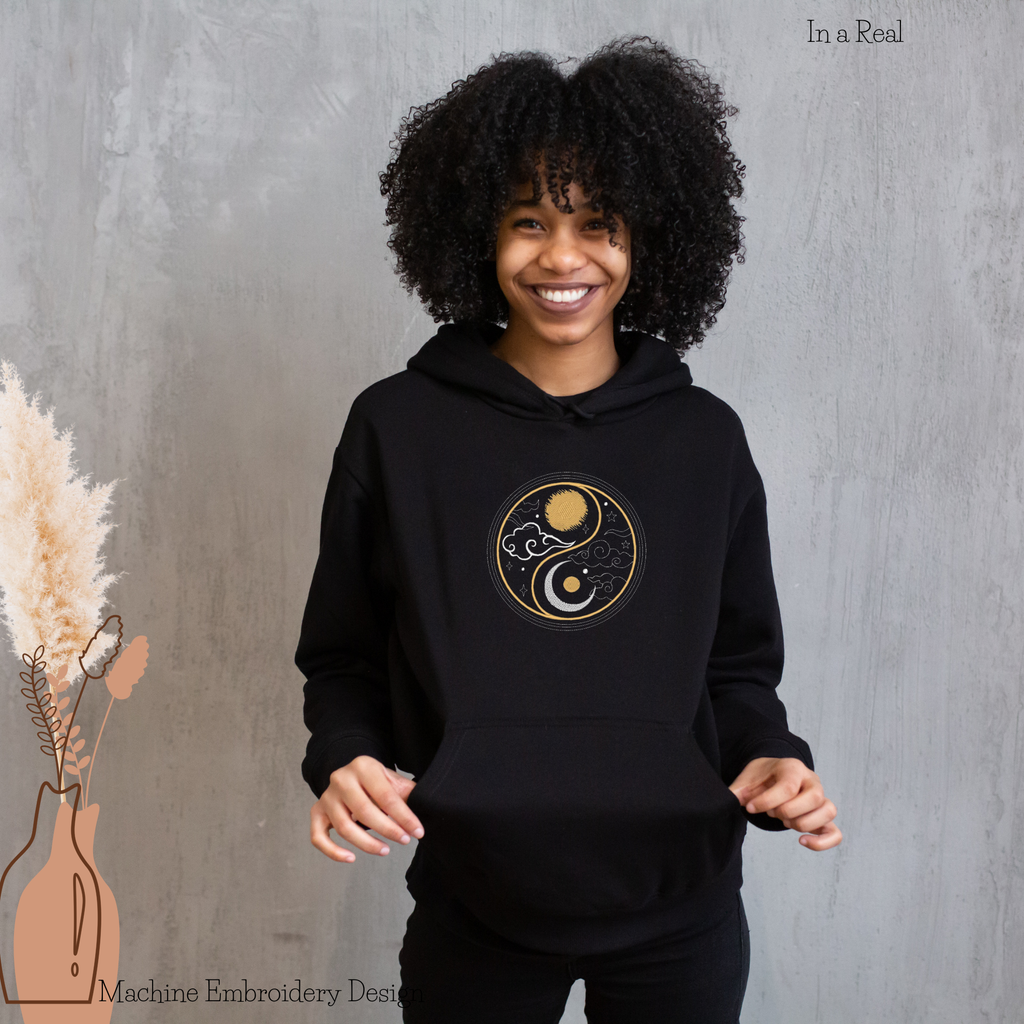 Sun and Moon Yin Yang - Machine Embroidery Design