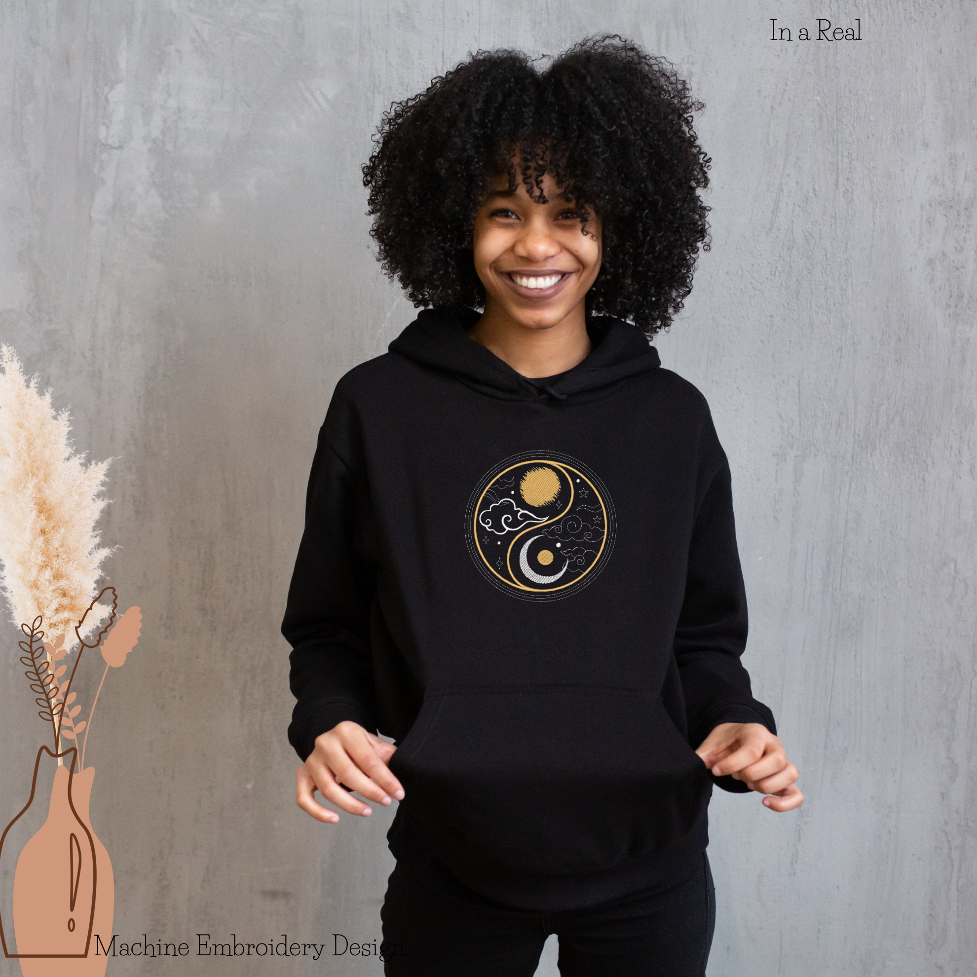 Sun and Moon Yin Yang - Machine Embroidery Design