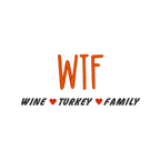 Fun machine embroidery design with 'WTF' and the words 'Wine, Turkey, Family' in a festive style