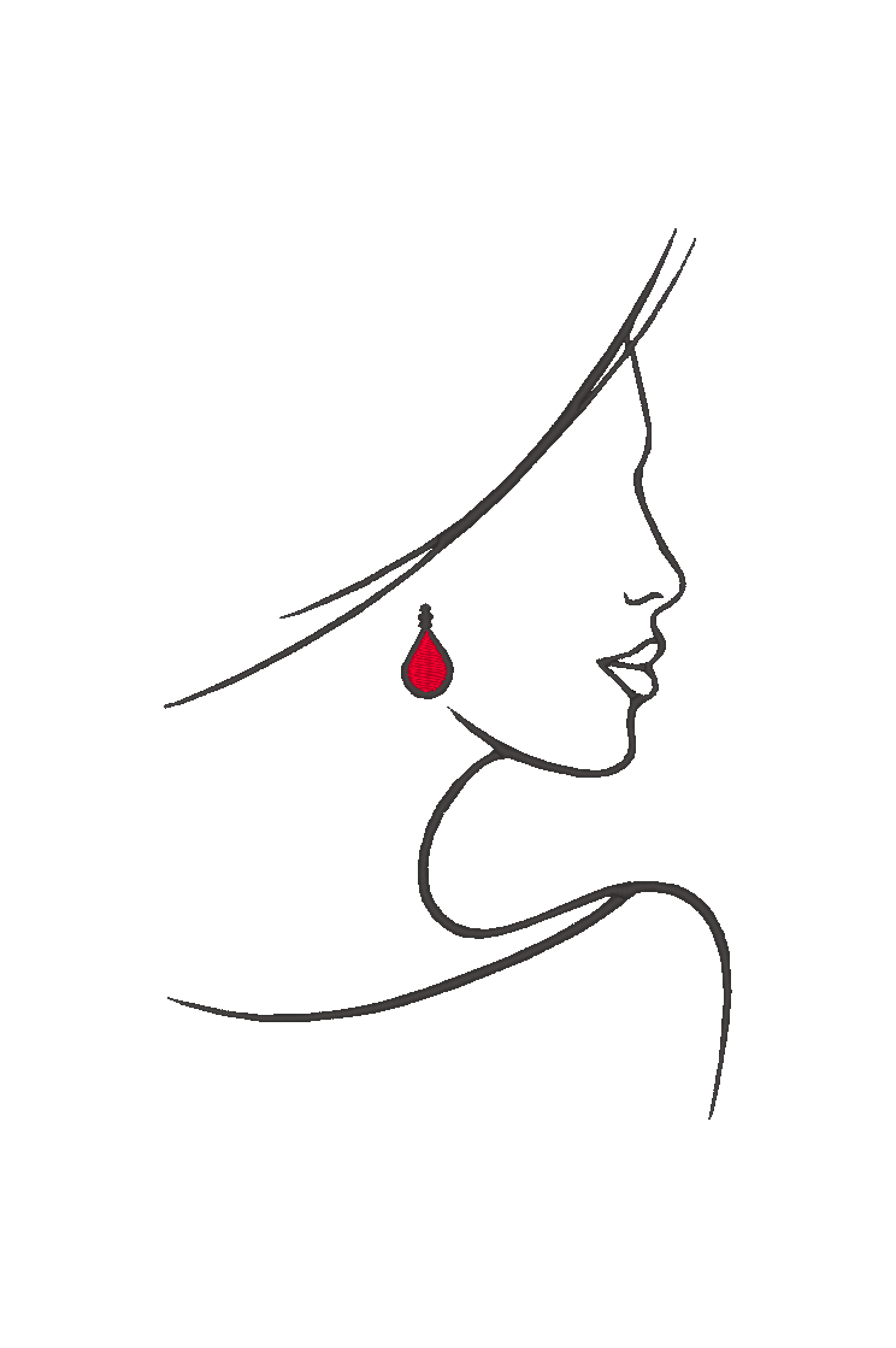 Woman face with ring line art - Photo Stitches
