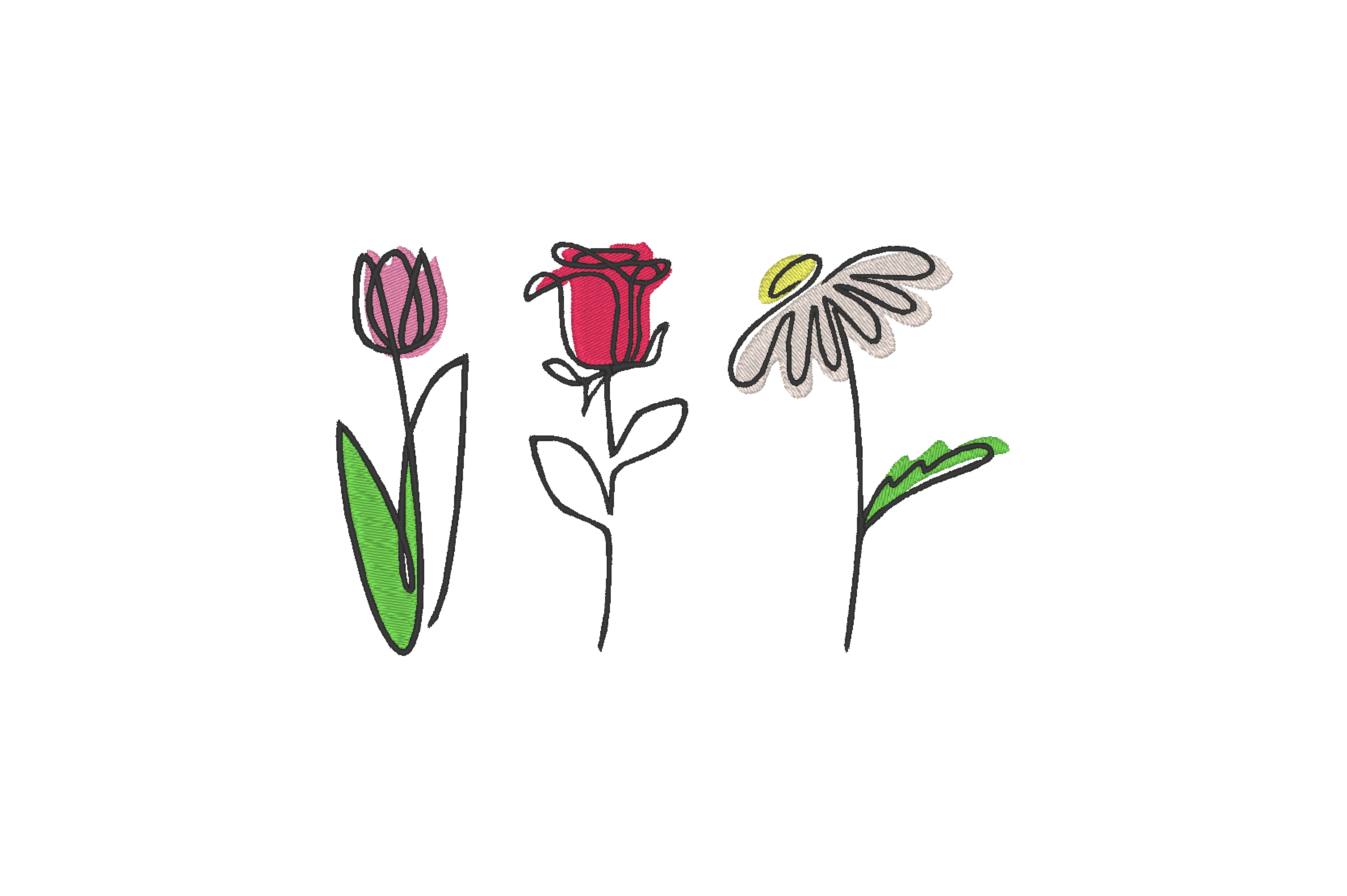 Tulip Rose Chamomile - Photo Stitches